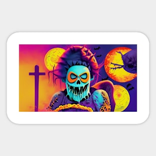 A Spooky and Romantic Couple in a Cornfield Sticker